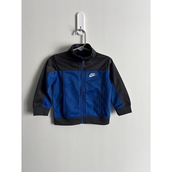 Nike Boys Track Jacket Toddler 24M Blue Gray Colorblock Pockets - Picture 1 of 7